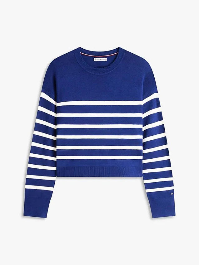 Camisola leve às riscas com efeito de camadas Camisola leve às riscas com efeito de camadas