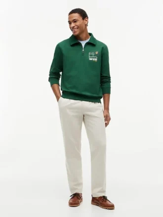 Camisola polo com fecho de correr de um quarto e logótipo floral