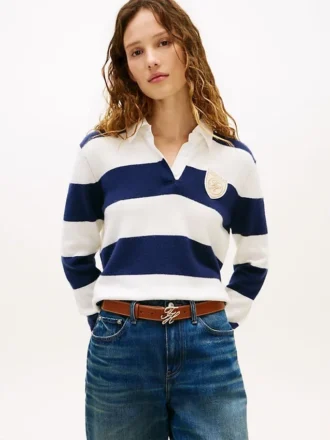 Camisola Polo com Risca de Rugby