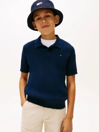 Camisola polo de malha aberta para criança
