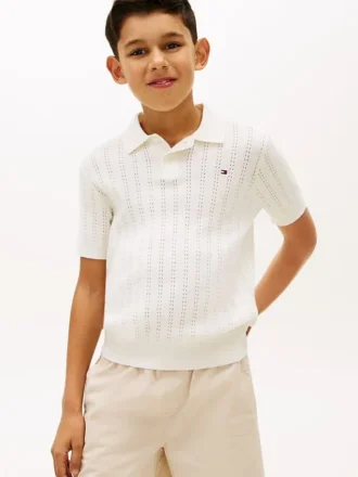 Camisola polo de malha aberta para criança