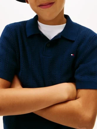 Camisola polo de malha aberta para criança