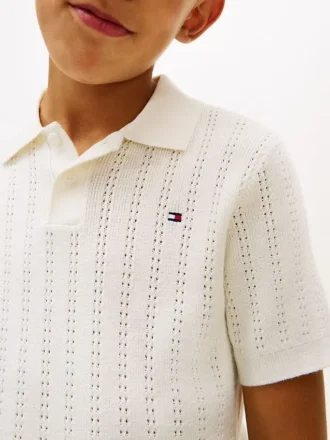 Camisola polo de malha aberta para criança