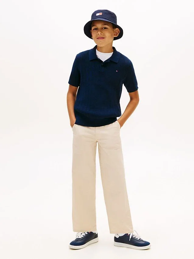 Camisola polo de malha aberta para criança Camisola polo de malha aberta para criança