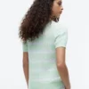 Camisola Polo de Malha com Tranças Listradas Camisola Polo de Malha com Tranças Listradas