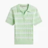 Camisola Polo de Malha com Tranças Listradas Camisola Polo de Malha com Tranças Listradas