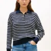 Camisola polo de malha trançada com corte descontraído Camisola polo de malha trançada com corte descontraído