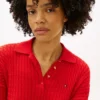 Camisola polo de malha trançada com corte descontraído Camisola polo de malha trançada com corte descontraído