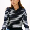 Camisola polo de malha trançada com corte descontraído Camisola polo de malha trançada com corte descontraído