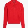 Camisola polo de malha trançada com corte descontraído Camisola polo de malha trançada com corte descontraído