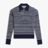 Camisola polo de malha trançada com corte descontraído Camisola polo de malha trançada com corte descontraído