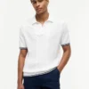 Camisola polo de malha trançada de manga curta Camisola polo de malha trançada de manga curta