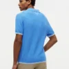 Camisola polo de malha trançada de manga curta Camisola polo de malha trançada de manga curta
