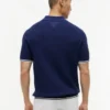 Camisola polo de malha trançada de manga curta Camisola polo de malha trançada de manga curta