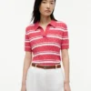 Camisola Polo de Malha Trançada às Riscas Camisola Polo de Malha Trançada às Riscas