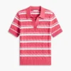 Camisola Polo de Malha Trançada às Riscas Camisola Polo de Malha Trançada às Riscas