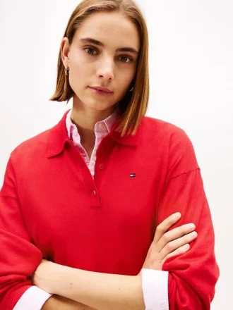 Camisola Polo em Mistura de Lã e Seda