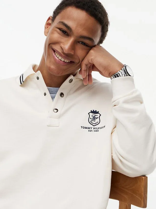 Camisola Polo Rugby com Emblema Monograma Camisola Polo Rugby com Emblema Monograma
