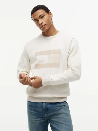 Camisola Raglan com logótipo da bandeira e interior escovado