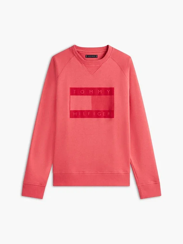 Camisola Raglan com logótipo da bandeira e interior escovado Camisola Raglan com logótipo da bandeira e interior escovado
