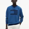 Camisola Raglan com logótipo de bandeira tingida a índigo Camisola Raglan com logótipo de bandeira tingida a índigo