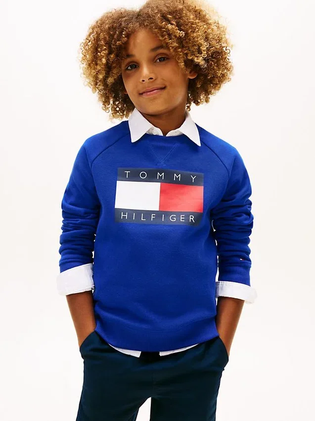 Camisola Raglan com logótipo Tommy Flag para criança Camisola Raglan com logótipo Tommy Flag para criança