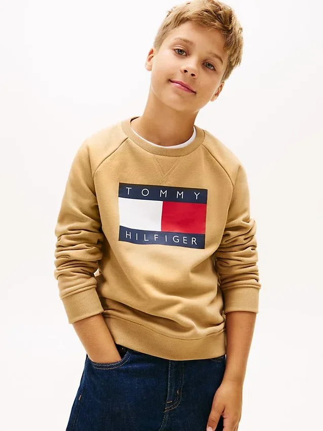 Camisola Raglan com logótipo Tommy Flag para criança Camisola Raglan com logótipo Tommy Flag para criança