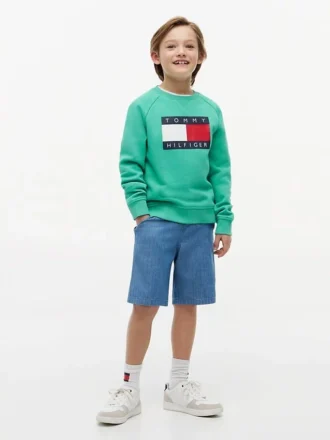 Camisola Raglan com logótipo Tommy Flag para criança
