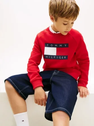 Camisola Raglan com logótipo Tommy Flag para criança