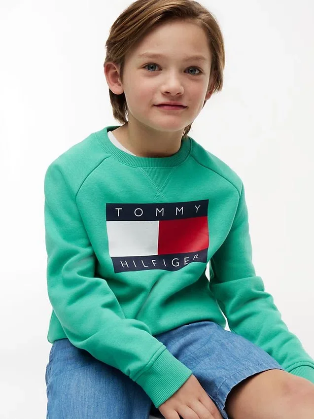 Camisola Raglan com logótipo Tommy Flag para criança Camisola Raglan com logótipo Tommy Flag para criança