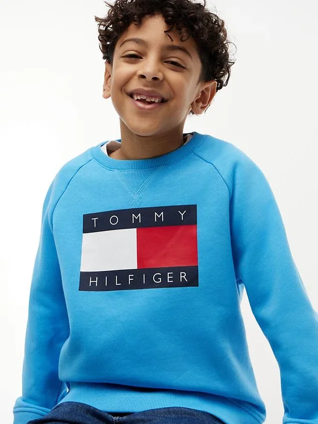 Camisola Raglan com logótipo Tommy Flag para criança Camisola Raglan com logótipo Tommy Flag para criança