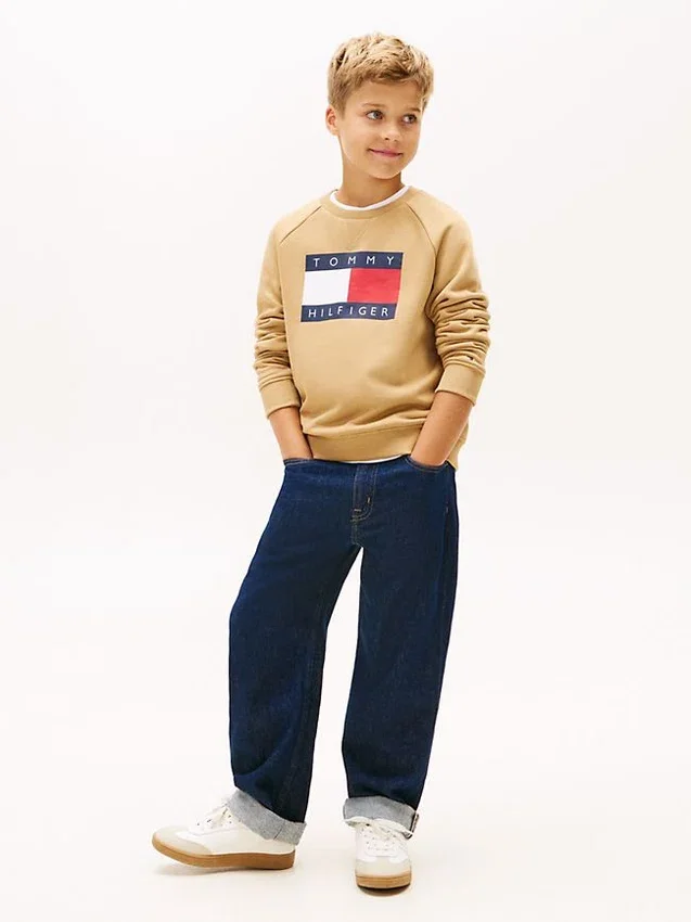 Camisola Raglan com logótipo Tommy Flag para criança Camisola Raglan com logótipo Tommy Flag para criança