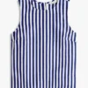 Camisola sem mangas com botões nas costas em mistura de linho Camisola sem mangas com botões nas costas em mistura de linho