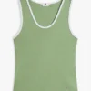 Camisola sem mangas com decote em V e canelado Camisola sem mangas com decote em V e canelado