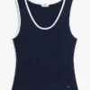 Camisola sem mangas com decote em V e canelado Camisola sem mangas com decote em V e canelado