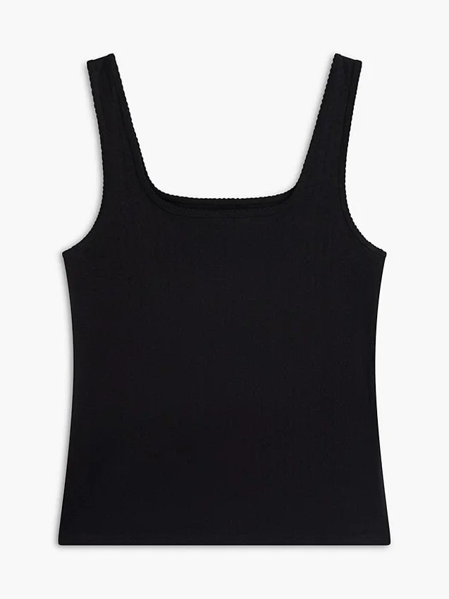 Camisola sem mangas com decote quadrado em ponto de malha Camisola sem mangas com decote quadrado em ponto de malha