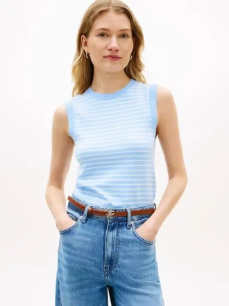 Camisola sem mangas com gola redonda