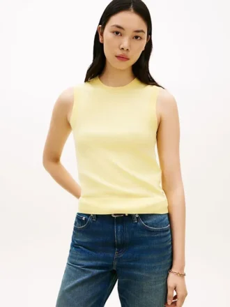 Camisola sem mangas com gola redonda