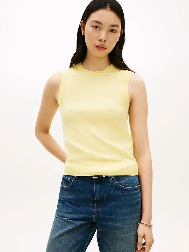 Camisola sem mangas com gola redonda Camisola sem mangas com gola redonda