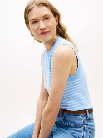 Camisola sem mangas com gola redonda