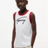 Camisola sem mangas com logótipo Tommy em letra cursiva para criança Camisola sem mangas com logótipo Tommy em letra cursiva para criança