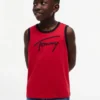 Camisola sem mangas com logótipo Tommy em letra cursiva para criança Camisola sem mangas com logótipo Tommy em letra cursiva para criança