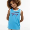 Camisola sem mangas com logótipo Tommy em letra cursiva para criança Camisola sem mangas com logótipo Tommy em letra cursiva para criança