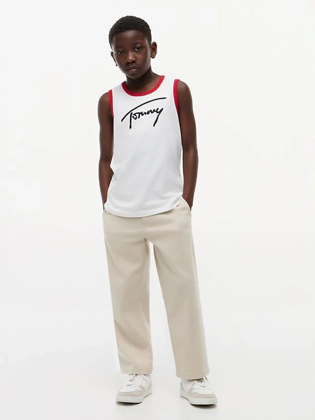 Camisola sem mangas com logótipo Tommy em letra cursiva para criança Camisola sem mangas com logótipo Tommy em letra cursiva para criança