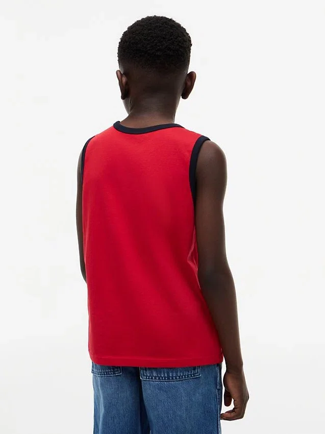 Camisola sem mangas com logótipo Tommy em letra cursiva para criança Camisola sem mangas com logótipo Tommy em letra cursiva para criança
