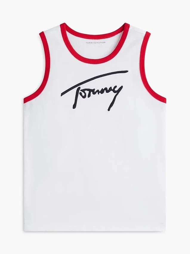 Camisola sem mangas com logótipo Tommy em letra cursiva para criança Camisola sem mangas com logótipo Tommy em letra cursiva para criança