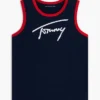 Camisola sem mangas com logótipo Tommy em letra cursiva para criança Camisola sem mangas com logótipo Tommy em letra cursiva para criança