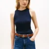 Camisola sem mangas com malha trançada Camisola sem mangas com malha trançada