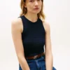 Camisola sem mangas com malha trançada Camisola sem mangas com malha trançada