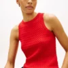 Camisola sem mangas com malha trançada Camisola sem mangas com malha trançada